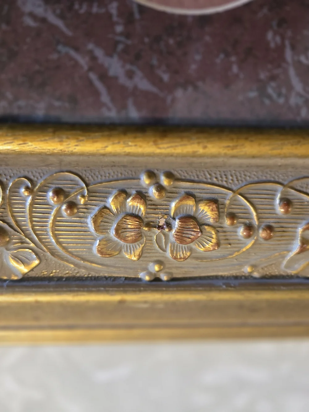 Gold Floral Embossed Picture Frame Pair